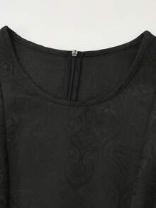 SHEIN Lunessa Women's Elegant Jacquard Sleeveless Midi Dress - Black - View 5