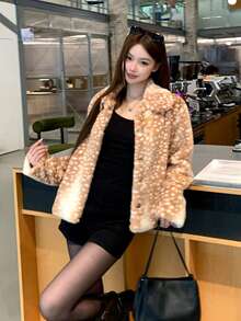 DAZY Jaket Wanita Lengan Panjang Gaya Korea dengan Motif Gradien - Khaki - View 7