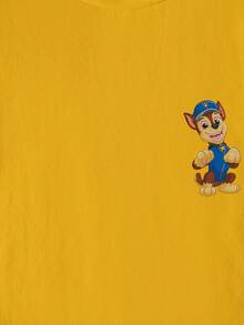 SHEIN | PAW Patrol 男童休闲时尚街头日常通勤趣味卡通字母印花短袖T恤，夏季 - 白色 - 查看 5