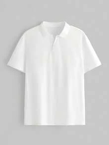 Merionis Men's High Cotton Content Solid Color Versatile Short Sleeve Polo Shirt For Business Birthday Graduation And Office White Summer Casual Basic - White - View 3