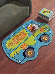 SCOOBY-DOO X Joivida ! 1pc Licensed Cartoon Rug, Soft Plush Floor Mat In Fun Car Shape, Blue Color, Cozy And Playful Home D R, Perfect For Bedroom, Living Room, Sofa Or Kids' Room - 1PC - View 1