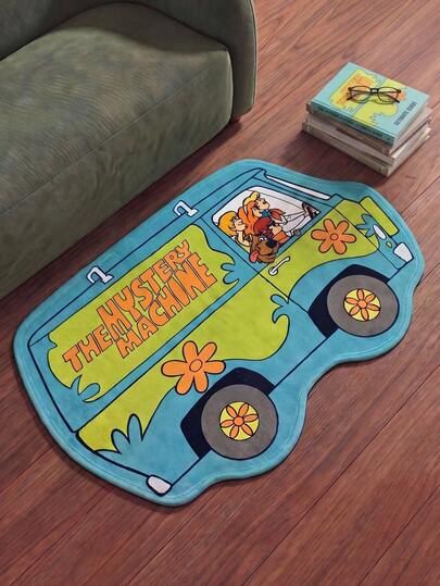 SCOOBY-DOO X Joivida ! 1pc Licensed Cartoon Rug, Soft Plush Floor Mat In Fun Car Shape, Blue Color, Cozy And Playful Home D R, Perfect For Bedroom, Living Room, Sofa Or Kids' Room