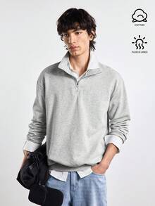 Merionis 男士休閒百搭套頭運動衫 - 淺灰色 - 查看 1