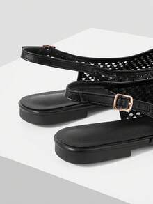 Mnmlis Women's Baotou Rear Empty Pointed Flats - Black - View 4