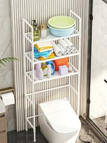1Pc 3-Tier Freestanding Bathroom Storage Shelf, No Drill Washing Machine Top Organizer, Multi-Layer Household Space Saving Storage Rack - Multicolor - View 6
