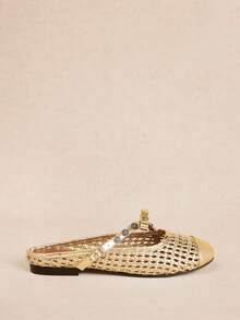 Rosivie Ladies Metal Decoration Fashion Daily Travel Casual Slippers - Golden.. - View 3