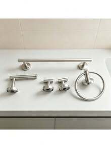 1PC Stainless Steel Bathroom Round Towel Ring, Bathroom Storage Hanging Hook, Toilet Paper Holder Bathroom Accessories Bathroom Tools - silver - View 2