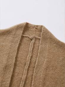 SHEIN New Fall Winter Luxury Slouchy Open Front Knit Cardigan Women Batwing Sleeve Midi Length Soft Cozy - Ginger - View 6