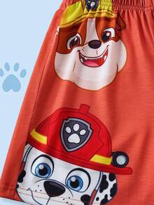SHEIN | PAW Patrol Young Boy Casual Cartoon Print Short Sleeve T-Shirt And Shorts Set, Summer - Orange - View 8