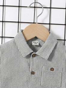 SHEIN 两件套男童纯色 Polo 领开衫短袖上衣和修身裤 - 彩色 - 查看 4