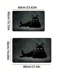 1pc Set, Black Cat Print Indoor And Outdoor Mat, Made Of Crystal Velvet Material, Suitable For Home Decoration Such As Bathroom, Kitchen, Living Room, Porch, Balcony, Etc - multicolor - View 7