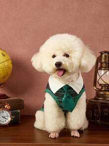 HARRY POTTER X PETSIN 1件魔法主題學院條紋背心附領帶，適合小型犬，舒適的貓狗上衣，適合室內裝扮遊戲或休閒戶外咖啡約會 - 彩色 - 查看 12