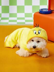LOONEY TUNES X PETSIN 1pc Multi-Functional Yellow Bird Pet Blanket For Cats And Dogs, Warm & Comfortable, Also Thick Absorbent Bath Towel For Autumn/Winter, Great For Couch, Bed, Travel, A Cozy Gift For Birthday Or Anniversary - Yellow - View 3