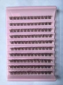 120Pcs D-Curl Brown Natural Mink Lashes Set, Fluffy Wispy Faux Mink Individuals, Reusable Daily Wear Lash Kit For Mother's Day Back-To-School Birthday Gifts - D - View 5