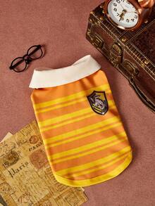 HARRY POTTER X PETSIN 1件魔法主題學院條紋寵物背心，無袖且透氣，柔軟聚酯纖維面料，防跳蚤，減少掉毛，讓貓和小型犬保持涼爽與時尚，適合日常穿著，室內或室外玩耍，每一步都有一點魔法 - 彩色 - 查看 21