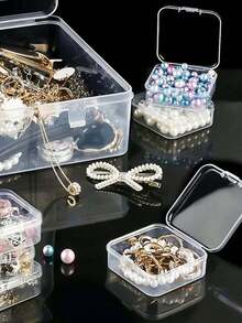 30pcs Set Of Transparent Plastic Storage Boxes, Including 1 Large Storage Box - Suitable For Storing Beads, Jewelry, Handmade Crafts And Various Small Items, Stackable Storage Containers, Organizing Supplies For Women, Essential Travel Items. - White - View 6