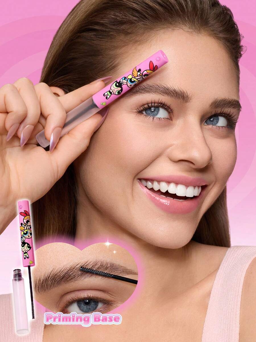 THE POWERPUFF GIRLS X SHEIN 1 buah Primer Alis Tahan Lama, Gel Pengatur Alis, Tahan Air 3D, Menciptakan Bentuk Alis Alami - Clear - View 1