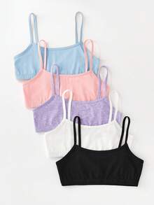 SHEIN Girlism 少女黑白粉簡約舒適親膚細肩帶內衣 6件組 - 彩色 - 查看 1