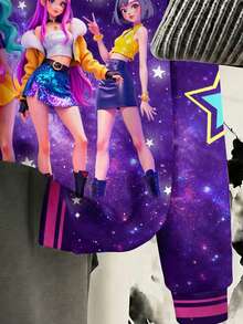 Young Girl Young Girl Young Girl 上學女孩 紫色與黑色 少女休閒極簡厚實柔軟舒適運動衫 適合秋冬 - 彩色 - 查看 7