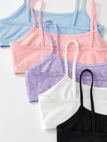 SHEIN Girlism 少女黑白粉簡約舒適親膚細肩帶內衣 6件組 - 彩色 - 查看 3