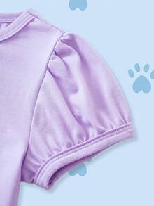 SHEIN | PAW Patrol Girls Cute Fashion Versatile Round Neck Short Sleeve T-Shirt - Purple - View 7