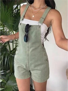 Rivivi Women's Summer Casual Denim Overalls Vacation Sage Green - Dusty Blue - View 1