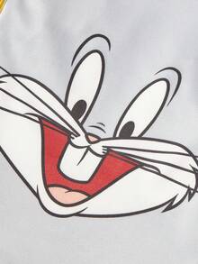 LOONEY TUNES X PETSIN PETSIN 1件可愛開心兔子卡通印花灰色寵物背心，彈性透氣材質，貓狗通用，營造歡樂夏日度假氛圍，適合活潑寵物的休閒舒適穿著 - 灰色 - 查看 4