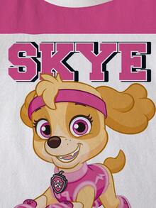 SHEIN | PAW Patrol 女童圆领卡通字母印花休闲百搭日常短袖T恤 - 白色 - 查看 4