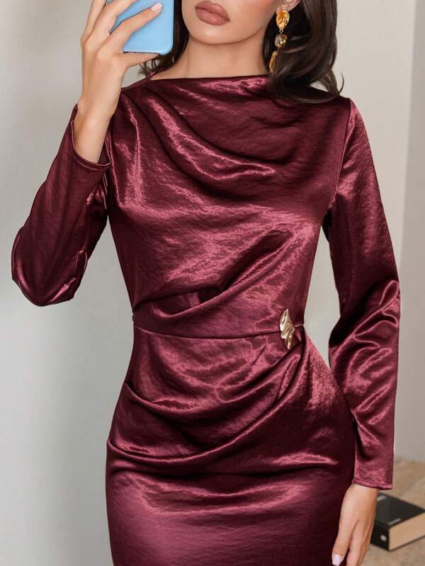 Modelyn Women's Solid Color Casual Party Dress
