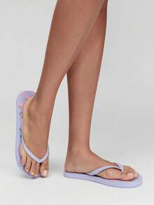 Grefit Women Shoes Summer Open-Toe Flat Bottom 2cm Flip-Flops, Bright Colors And Fresh And Comfortable Flip-Flops, Suitable For Street/Summer, Music Festivals/Themed Parties - Light purple - View 11