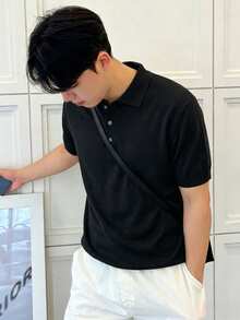 DAZY Summer Half-Zip Solid Knit Top - Black - View 5