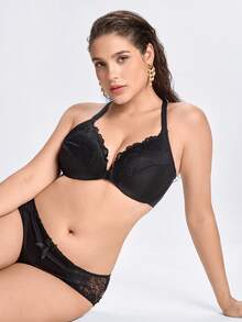Slumbrini MELENECA Women's Racerback Front Closure Full Coverage Unpadded Underwire Bra Plus Size - Black - View 11