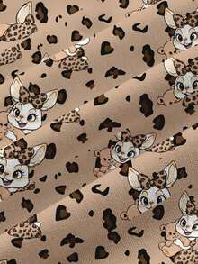 PopScrub Casual Minimalist Leopard Print Cute Rabbit Pattern Scrub Top, Suitable For Work Commute, Pet Hospital - Multicolor - View 4