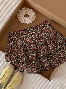Comfortcana Plus Size Women's Casual Ditsy Floral Multi-Layer Skirt - Multicolor - View 10