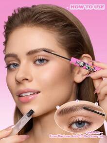 THE POWERPUFF GIRLS X SHEIN 1 buah Primer Alis Tahan Lama, Gel Pengatur Alis, Tahan Air 3D, Menciptakan Bentuk Alis Alami - Clear - View 2