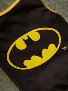 Batman X PETSIN 1件黑色與黃色對比超級英雄印花寵物背心，柔軟透氣、防跳蚤、減少掉毛、耐熱，讓您的貓或狗能自由活動，非常適合室內遊戲或戶外探險 - 彩色 - 查看 4