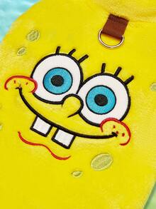 SpongeBob SquarePants | PETSIN 1件刺繡卡通圖案可愛黃色法蘭絨寵物外套，適用於貓狗，柔軟親膚、防跳蚤、減少掉毛，適合舒適室內休息或冬季戶外玩耍散步 - 黃色 - 查看 3