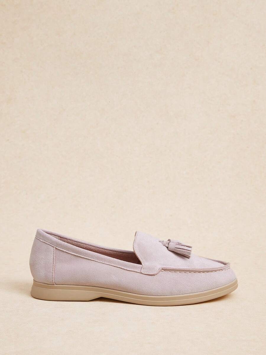 Rosivie Women's Flat Slip-On Shoes, Round Toe, Flat Heel, Suitable For Casual Daily Wear And Office Fall Shoes - Light pink. - View 1