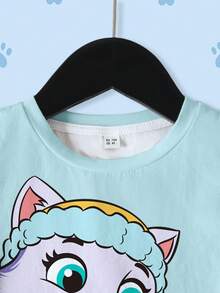 SHEIN | PAW Patrol 卡通印花短袖休闲T恤，适合年轻女孩 - 彩色 - 查看 6