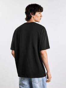Merionis Men's High-Quality Thick 100% Cotton Solid Color Casual Basic Old Money Versatile Daily Wear Short Sleeve T-Shirt City Break Evening Holiday Office - Black - View 3