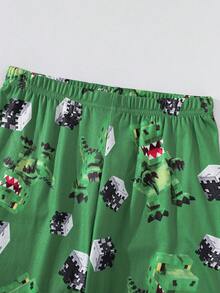 SHEIN Set Piyama Anak Laki-Laki Remaja Pas Badan Motif Dinosaurus Blok Warna Leher Bulat Lengan Panjang Celana Panjang Kasual Nyaman 2 Potong - MultiWarna - View 5