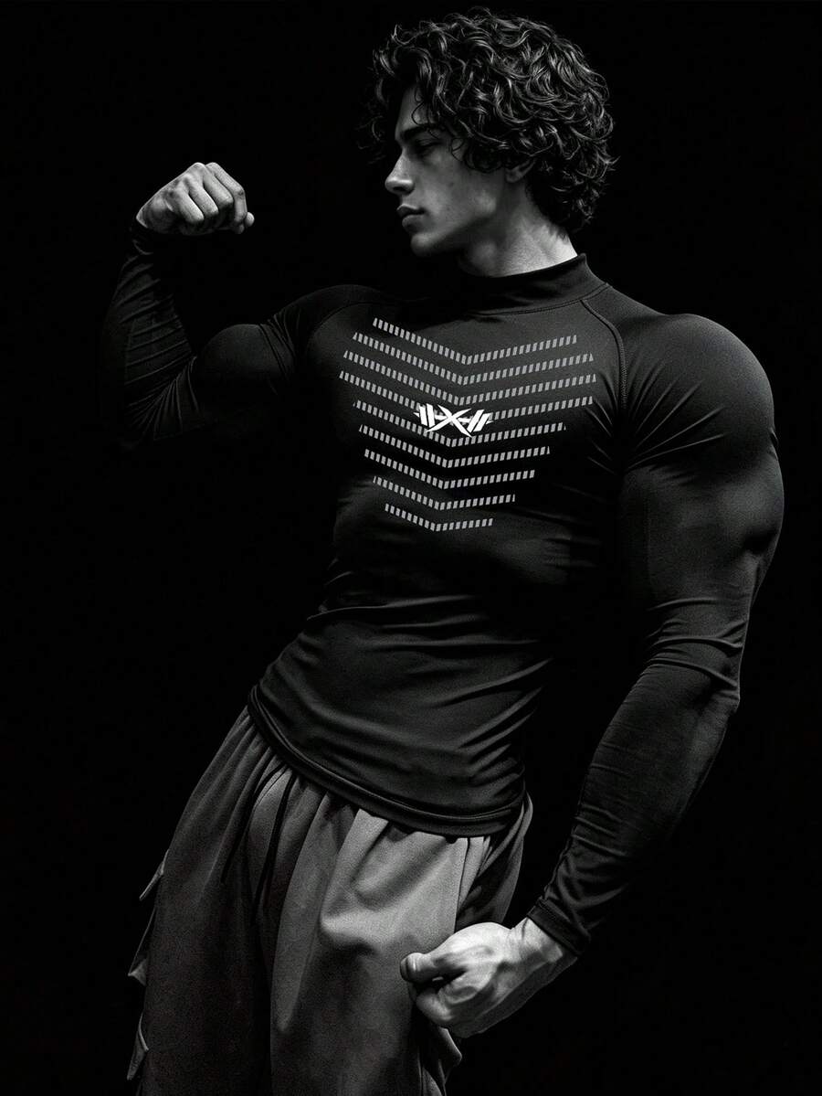 RISE LYT Men's Colorblock Casual Versatile Daily Travel Sports T-Shirt - Black - View 1