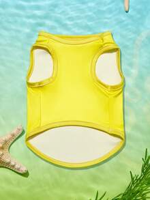 SpongeBob SquarePants | PETSIN 1件可愛粗眉大白眼印花牙齒黃色寵物背心，柔軟透氣親膚，適合舒適的室內時光或與愛犬一起活潑的戶外散步 - 黃色 - 查看 3