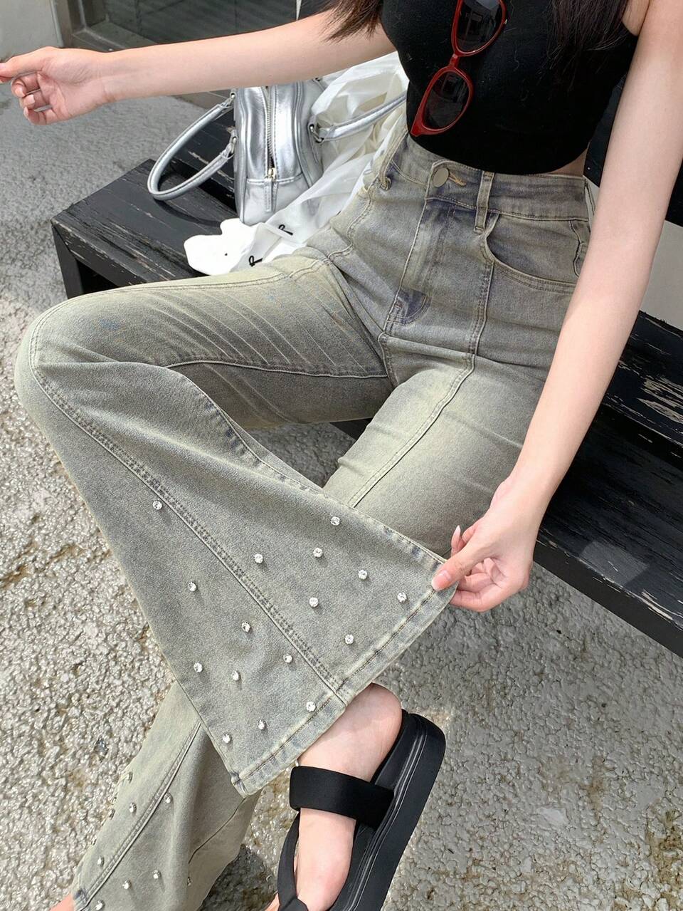 Women's Pocketed Flare Casual All-Match Jeans