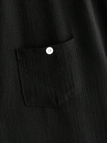 EASEVO 男士大尺碼梭織休閒短袖襯衫 - 黑色 - 查看 4