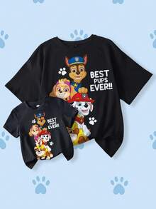 SHEIN | PAW Patrol 小男孩字母与卡通图案圆领短袖T恤 - 白色 - 查看 3