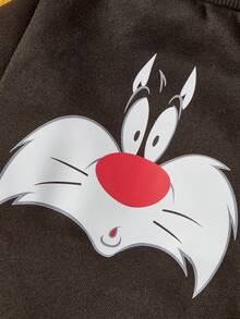 LOONEY TUNES X PETSIN 1pc Small Black Cat Face Printed Pet Winter Clothing, No Hat Design, Thick And Warm, Anti-Flea, Less Shedding, Heat-Resistant, Breathable Fabric, Suitable For Autumn And Winter, Indoor And Outdoor Use - Black - View 5