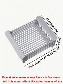 Escurridor ajustable de acero inoxidable retráctil, estante de almacenamiento para fregadero sin perforaciones, escurridor ahorrador de espacio, diseño a rayas, adecuado para fregaderos y encimeras, almacenamiento de cocina moderno, estante de almacenamiento multifuncional - Multicolor - Ver 11