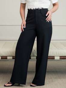 Ximena Robles Ximena Robles Loose Casual Contrast Lace Women Black Pants Y2k Fall - Black - View 4