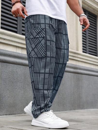 Manfinity Homme 大尺碼男士印花休閒直筒工裝褲